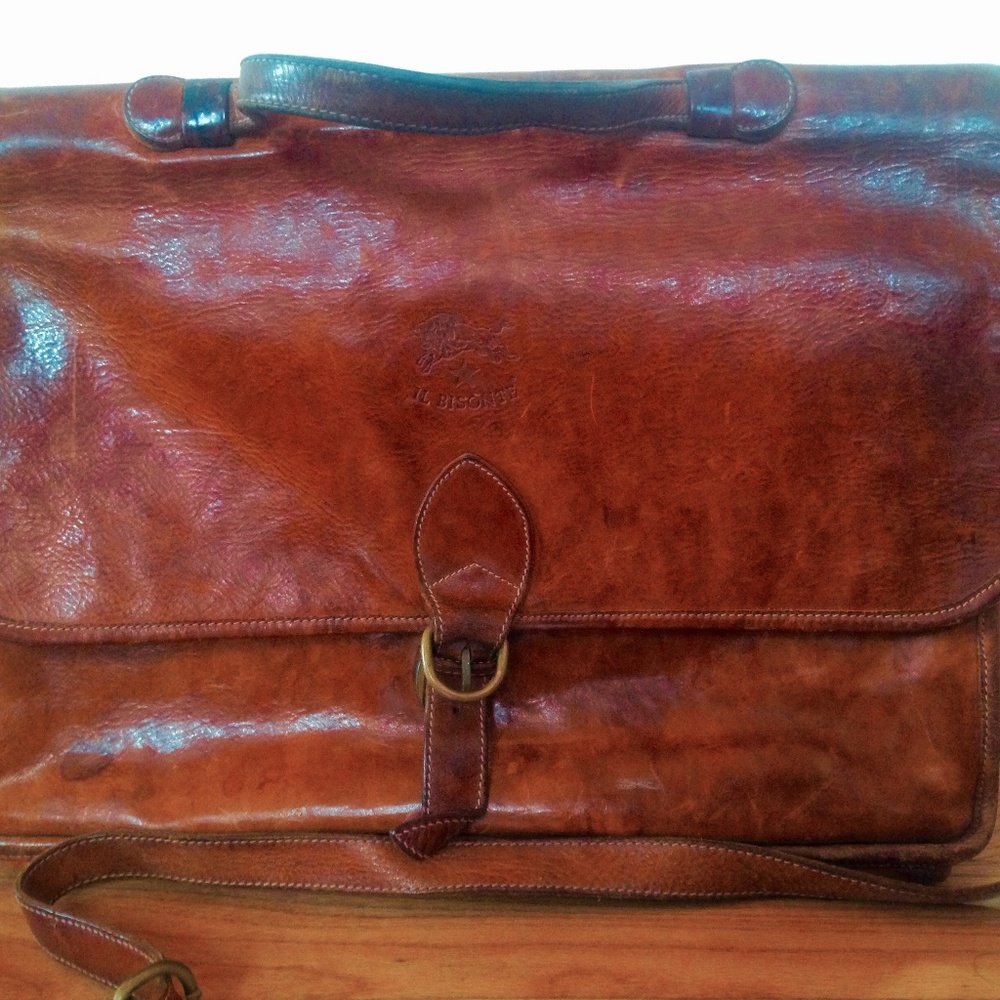 Il Bisonte men brown leather briefcase & portfolio